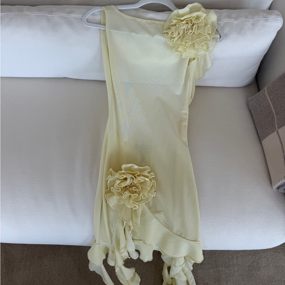 Fanci Club Yellow Flower Mini Dress S - Picture 2 of 5